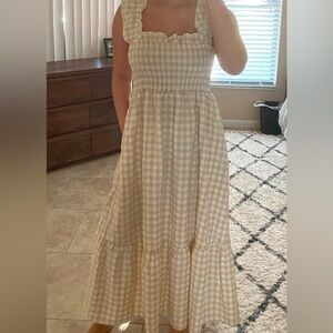 Gingham Checkered Dress in Cream